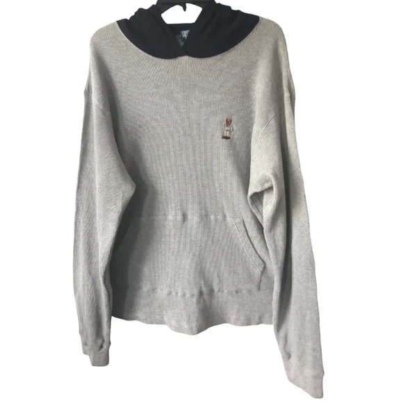 Polo Ralph Lauren Spell Out Bear Waffle Knit Hoodie Sweatshirt Size Large - Picture 3 of 16